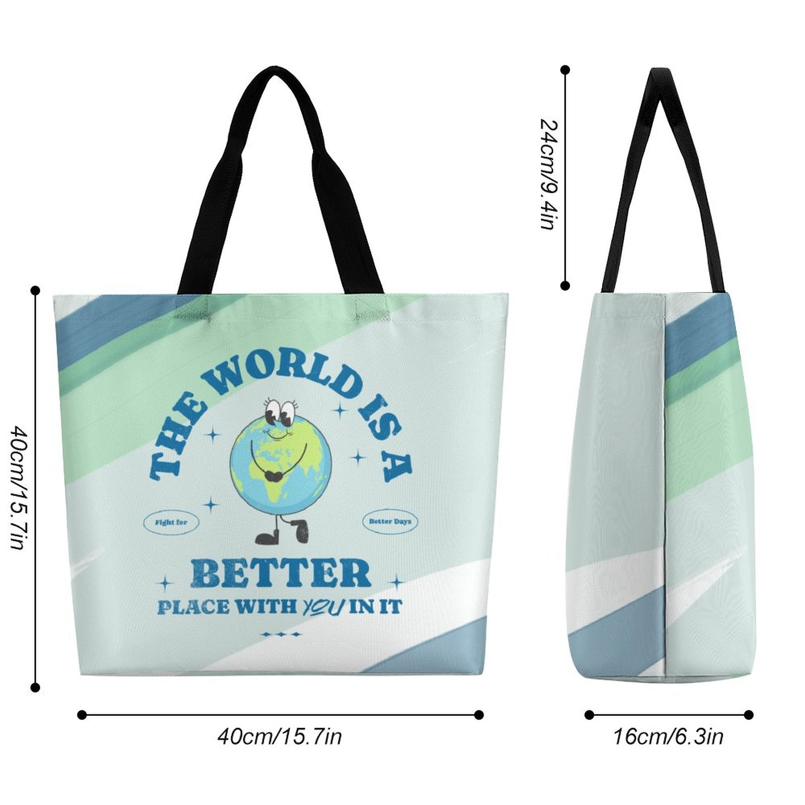 Large One-Shoulder Shopping Bag - The World is a Better Place