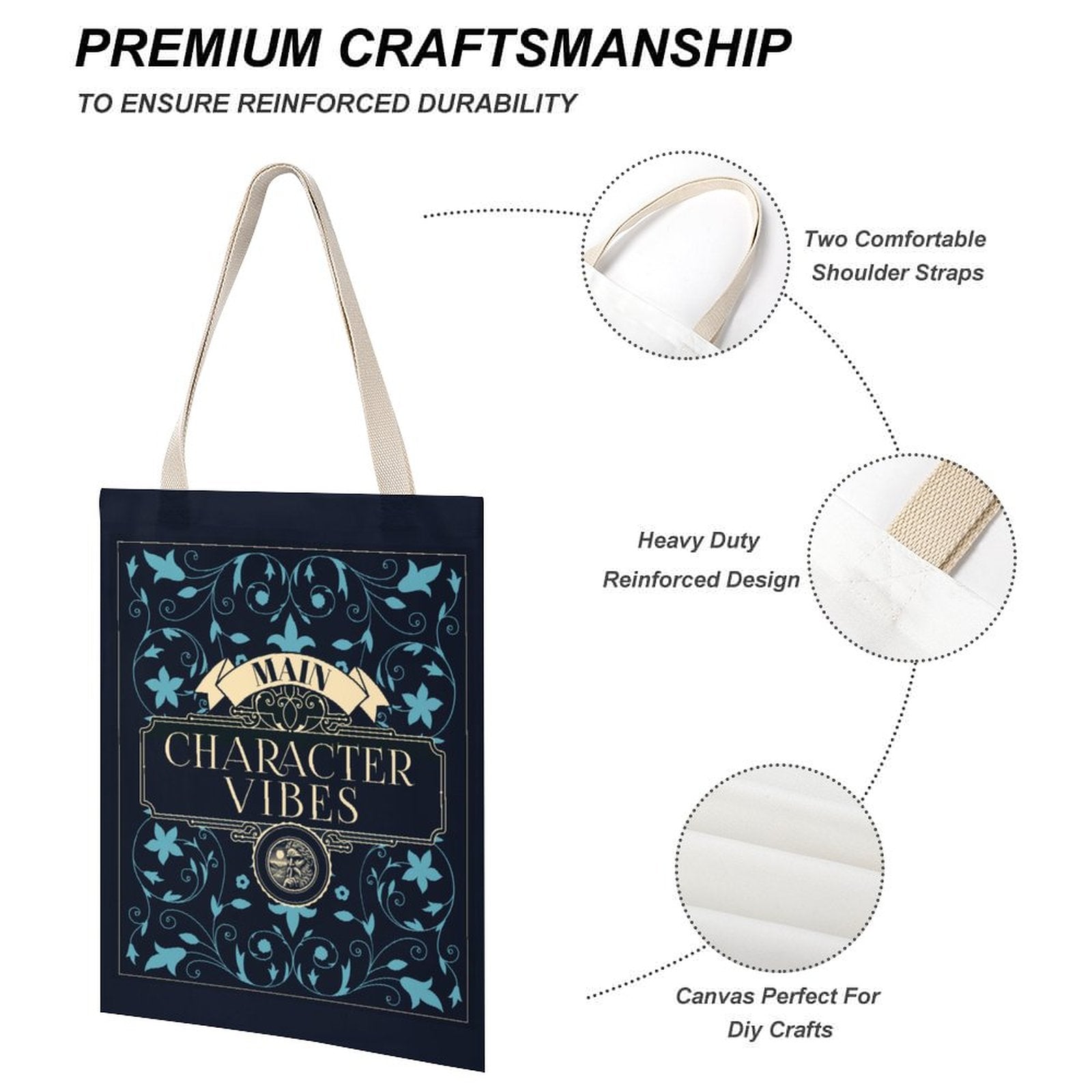 Canvas Tote Bag - Main Character Vibes (Blue)