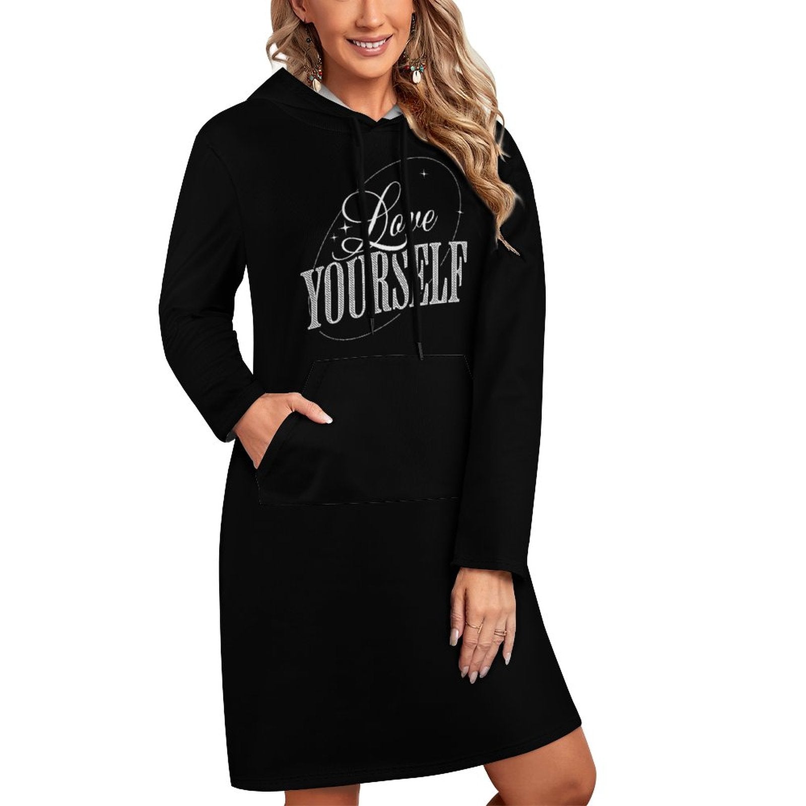 Long Sleeve Hoodie Dress - Love Yourself