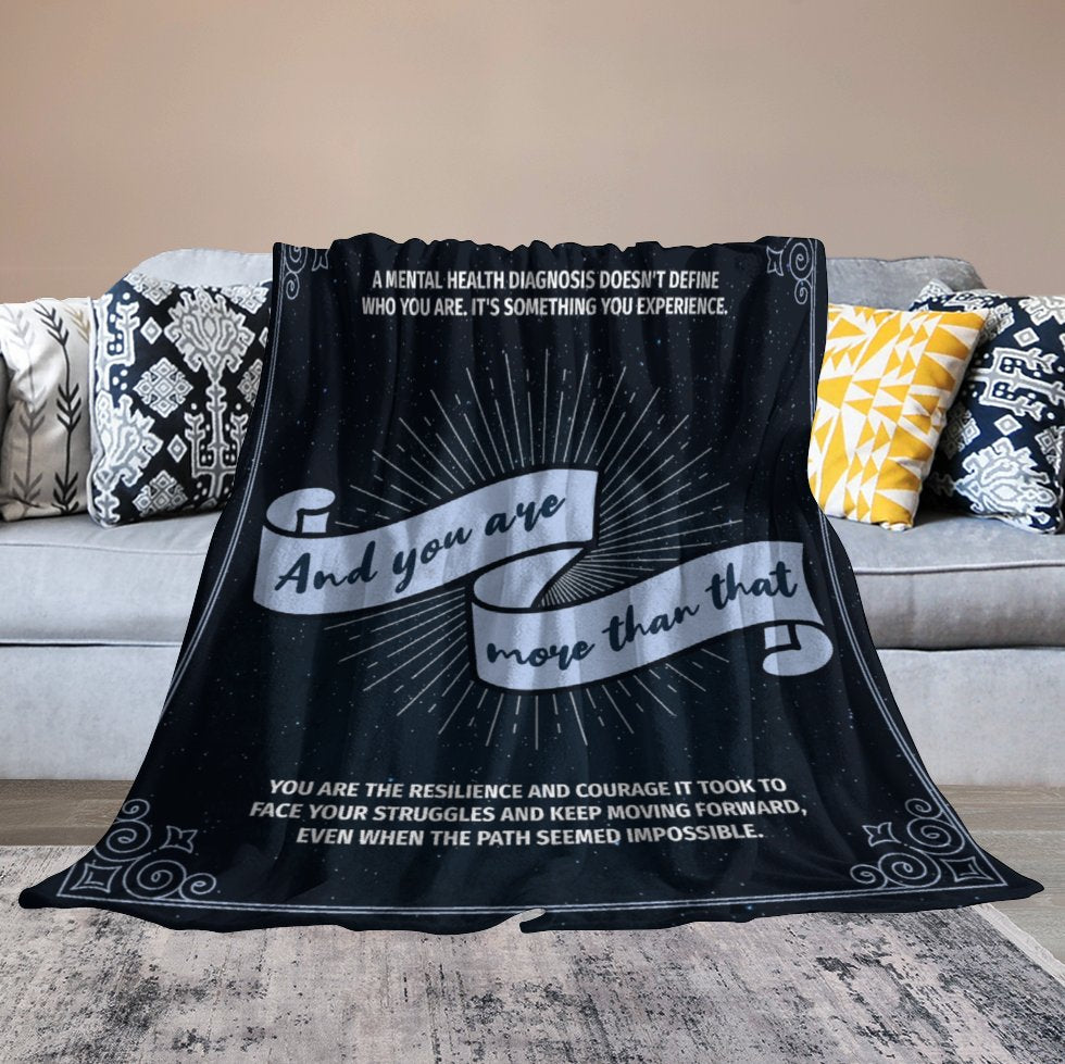 Flannel Blanket - You Are More than a Mental Health Diagnosis (Blue)