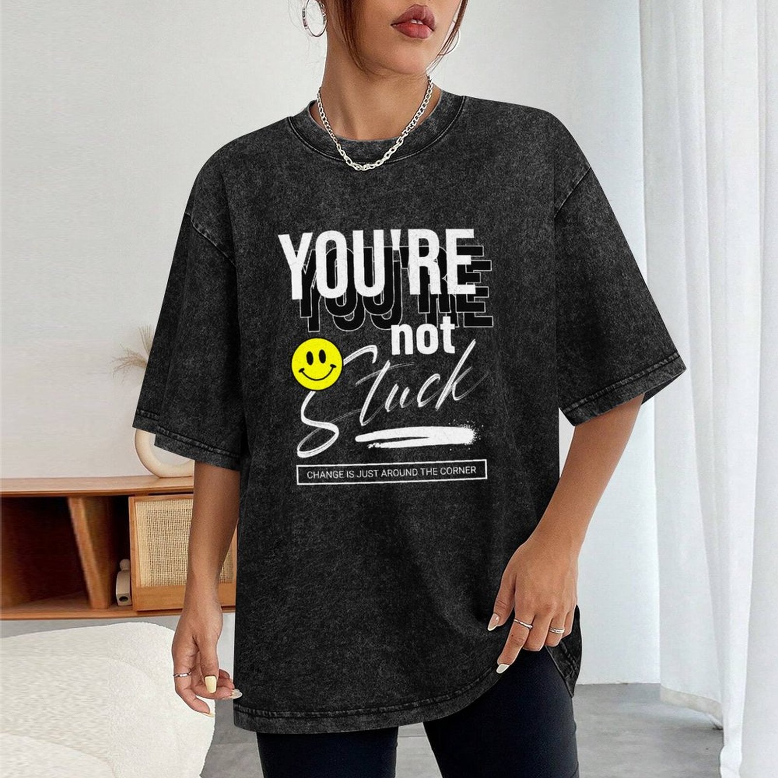 Camiseta vintage lavada para mujer - No estás atascada