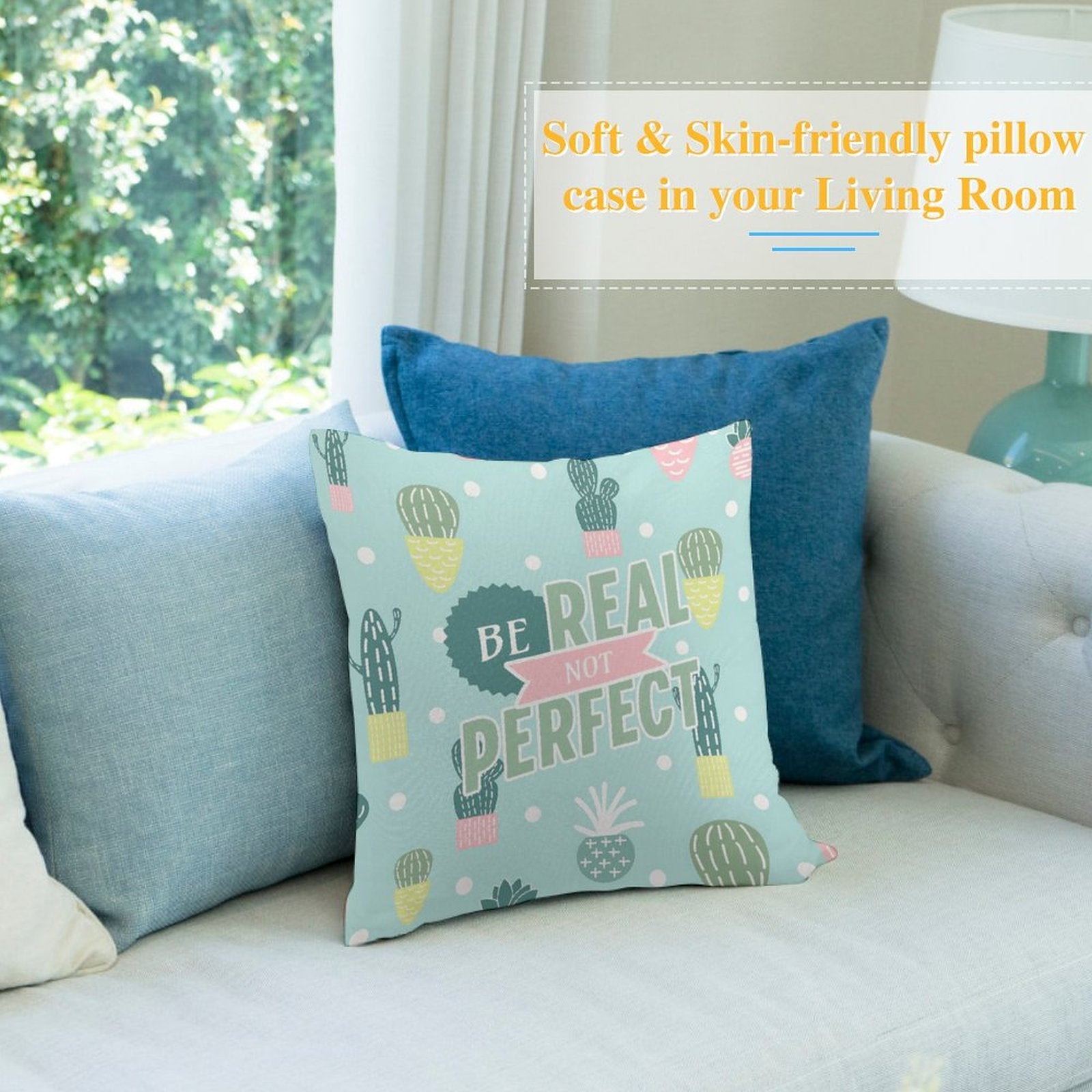 Square Throw Pillow Cover - Be Real Not Perfect