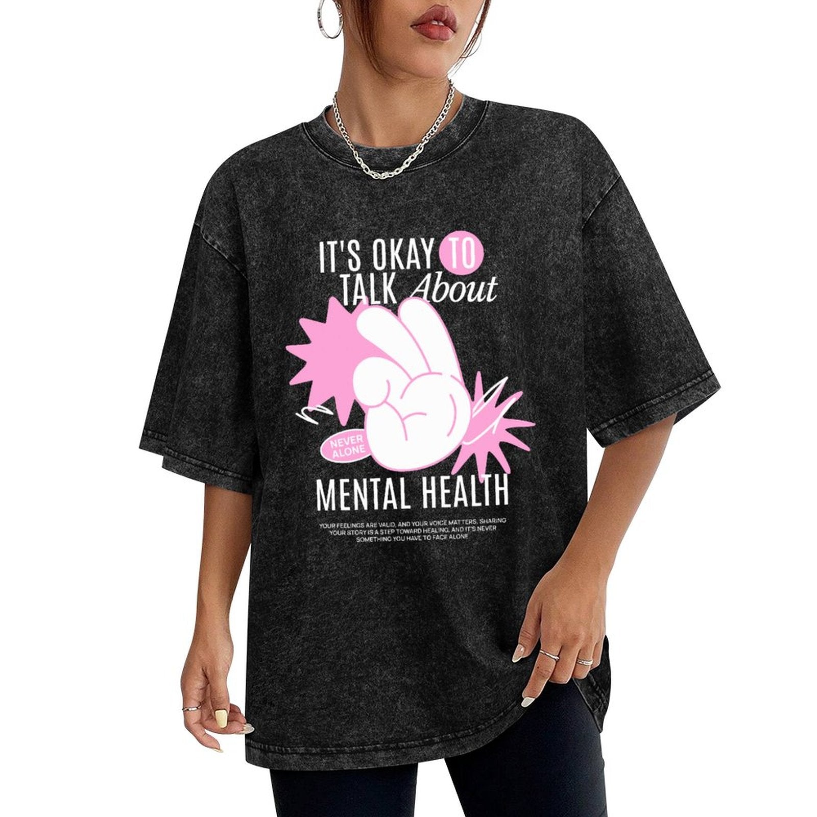 Women's Washed Vintage T-Shirt - It's Okay to Talk About Mental Health