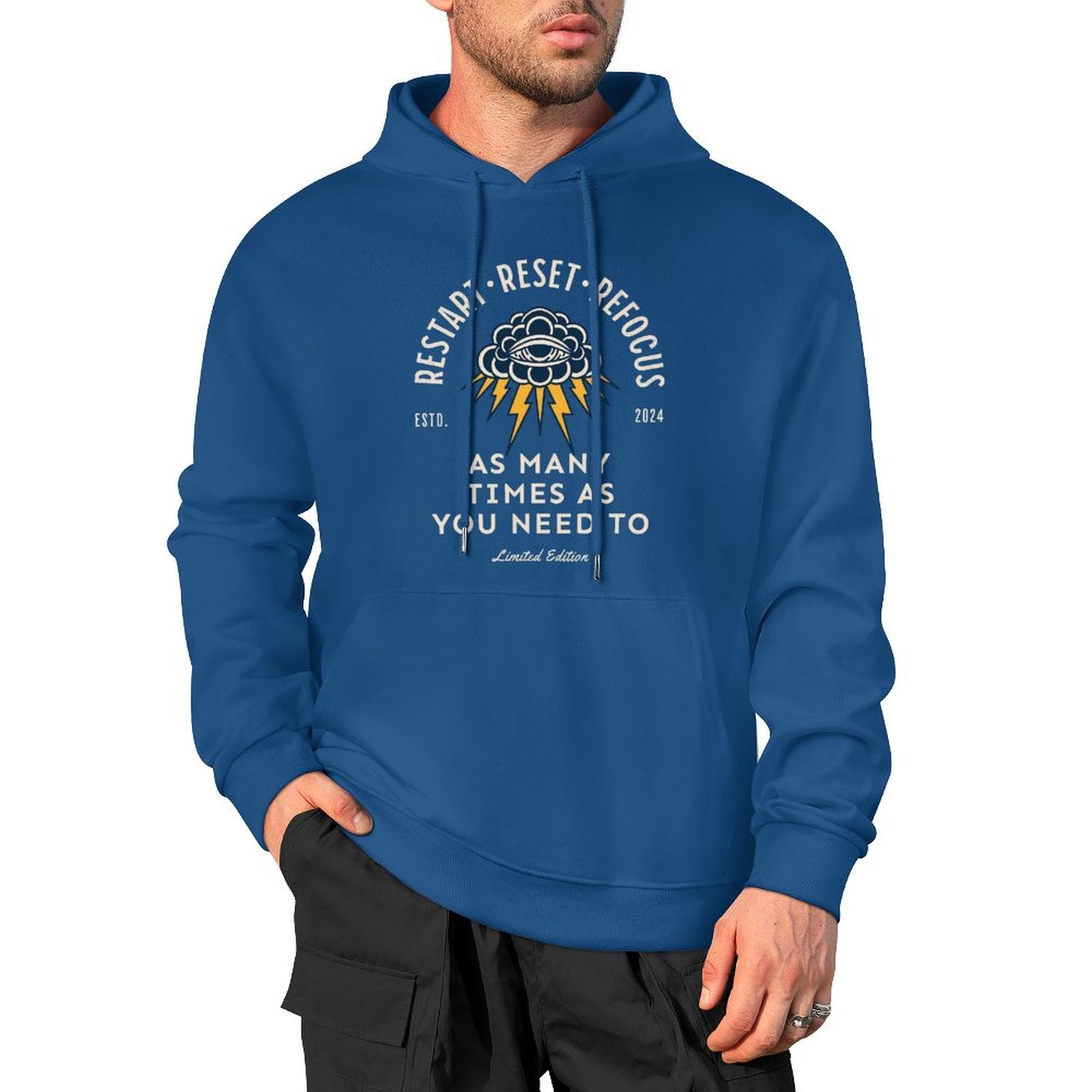 Sweat à capuche pour homme - Redémarrer. Réinitialiser. Recentrer.