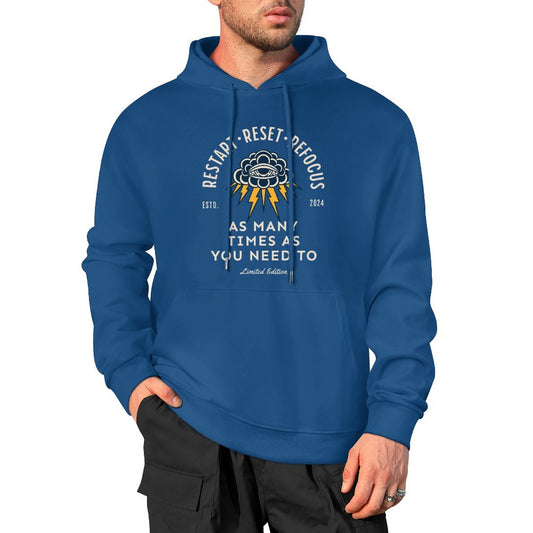 Men's Hoodie - Restart. Reset. Refocus. (Blues)