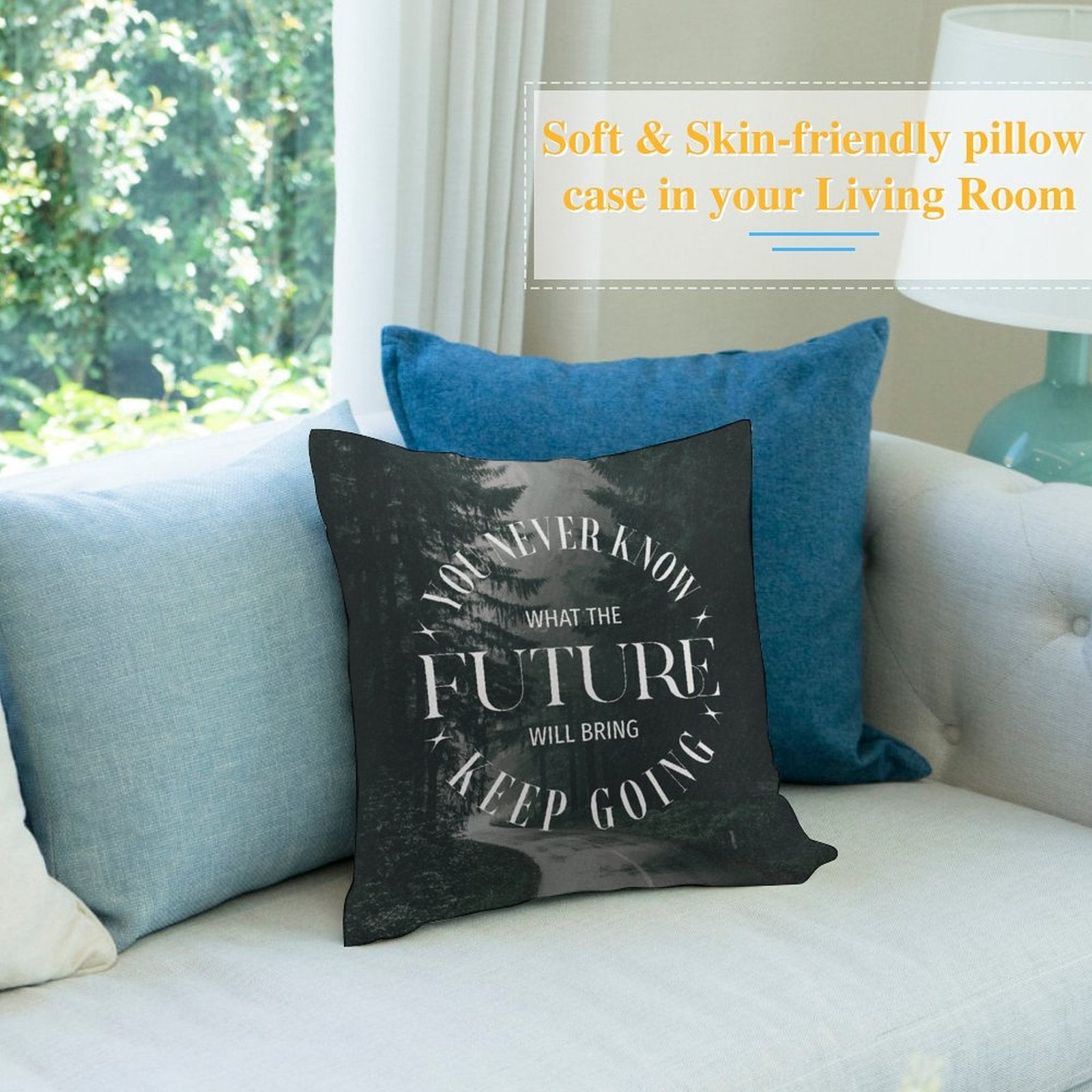 Square Throw Pillow Cover - Keep Going