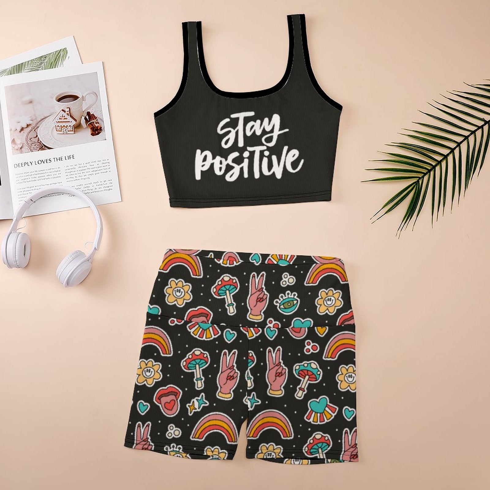 Conjunto de yoga acanalado: mantén una actitud positiva