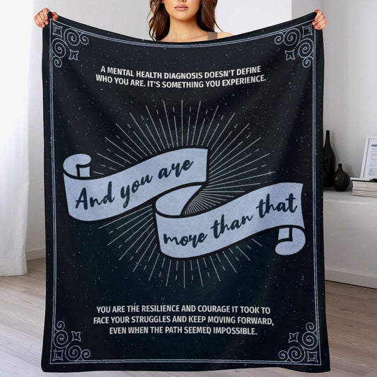 Flannel Blanket - You Are More than a Mental Health Diagnosis (Blue)