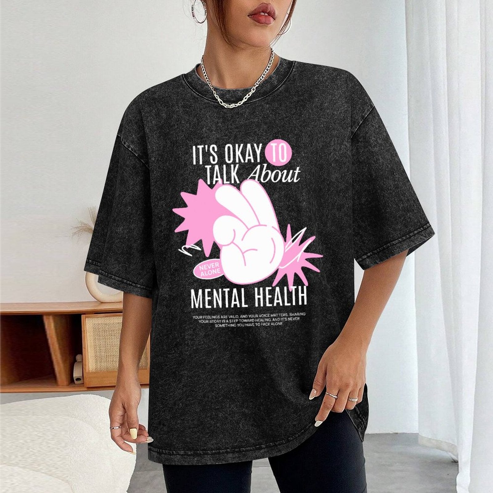 Women's Washed Vintage T-Shirt - It's Okay to Talk About Mental Health