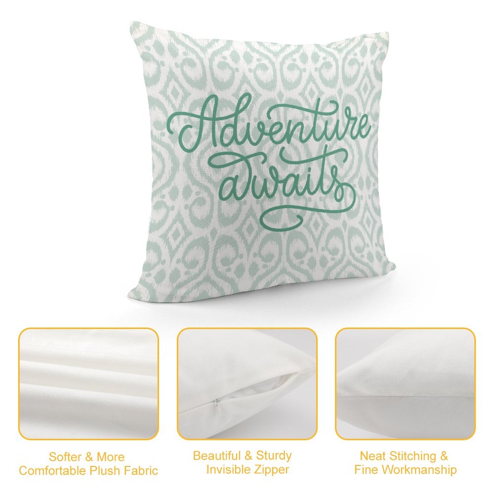 Square Throw Pillow Cover - Adventure Awaits