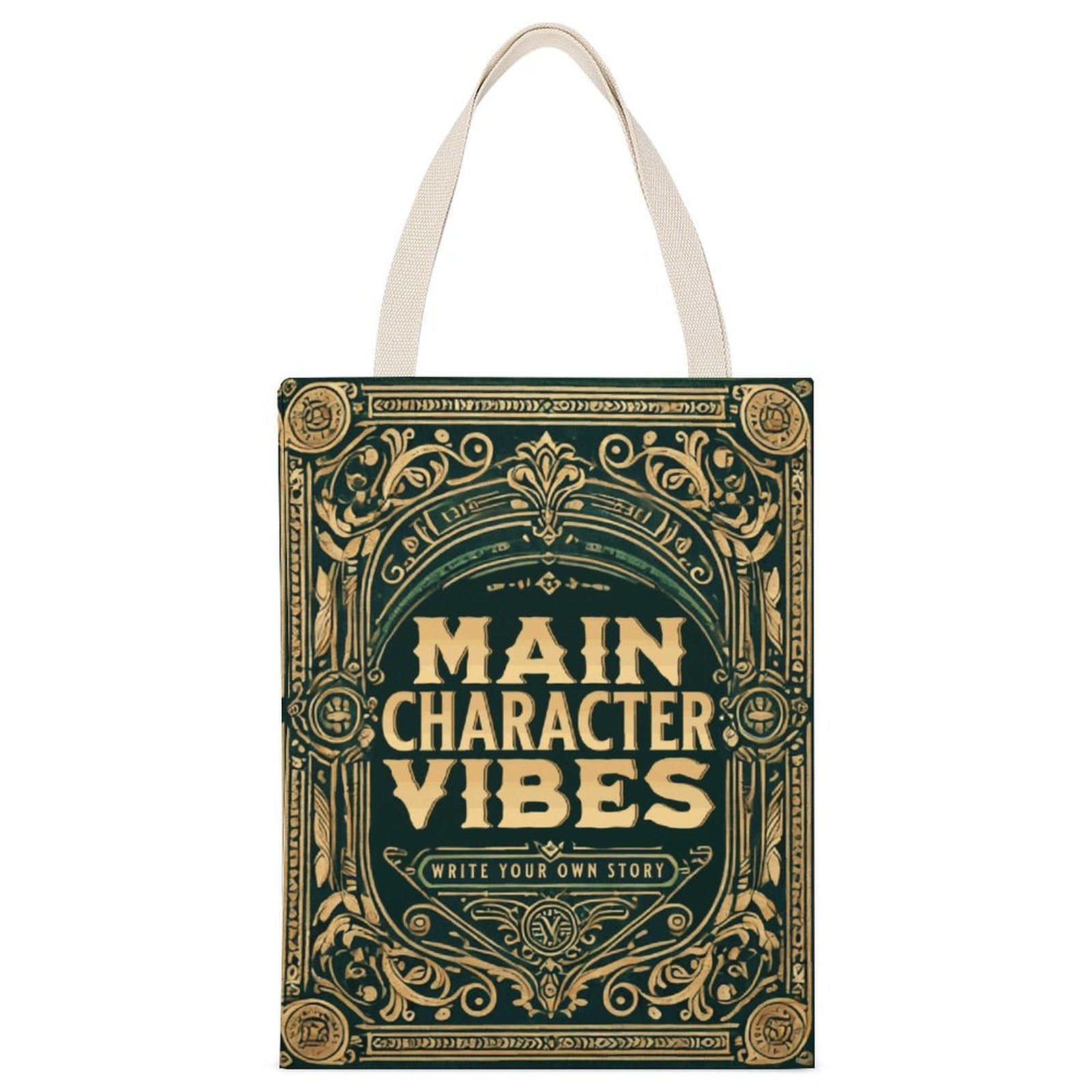 Canvas Tote Bag - Main Character Vibes (Green)