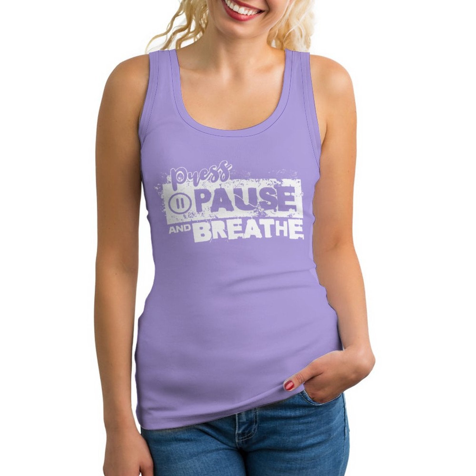 Women's Tank Top - Press Pause and Breathe