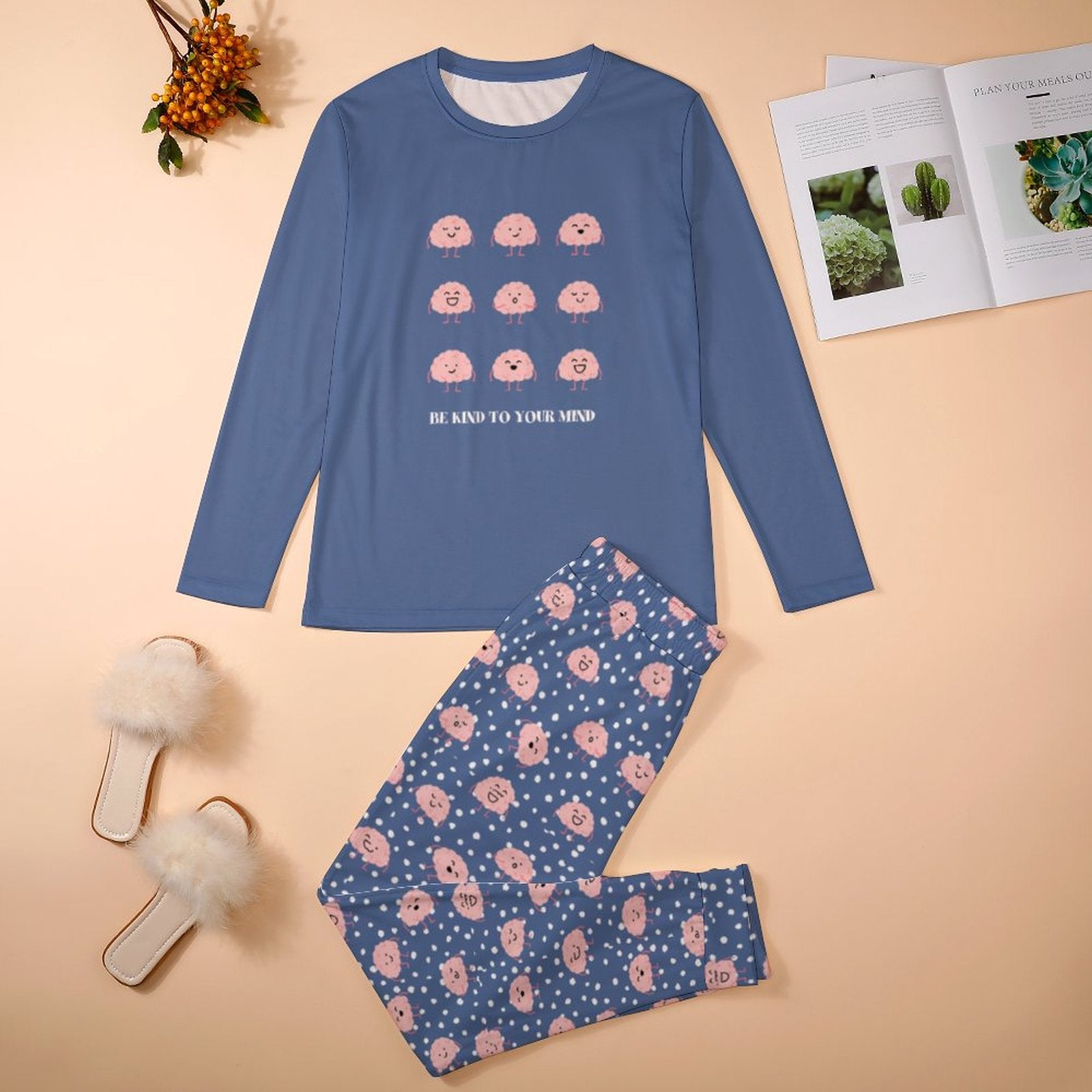 Women's 2-Piece Pj Set - Be Kind to Your Mind