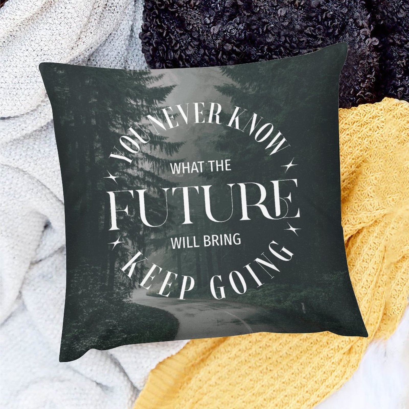 Square Throw Pillow Cover - Keep Going