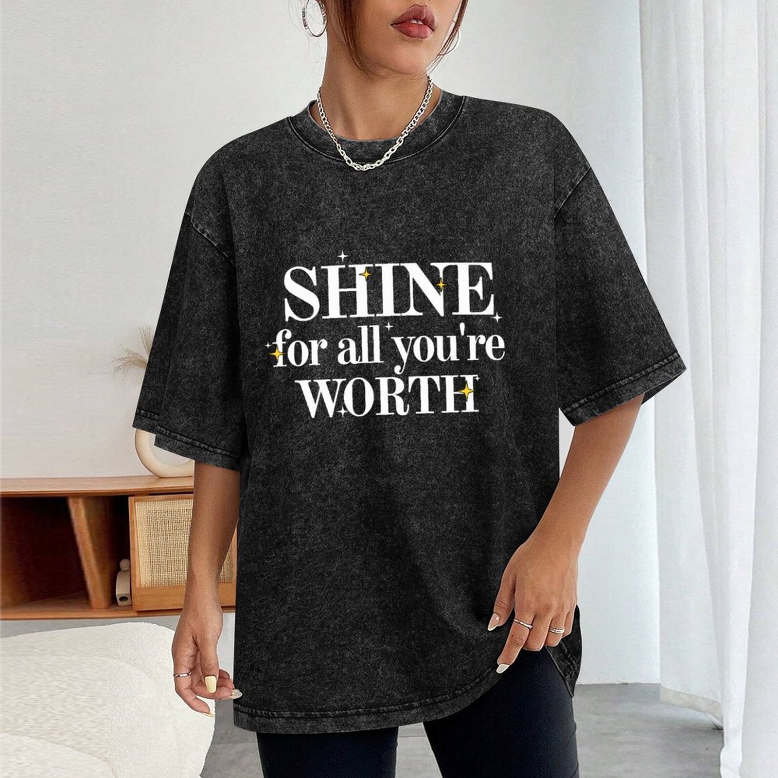 Women Washed Vintage T-Shirt - Shine for All You're Worth