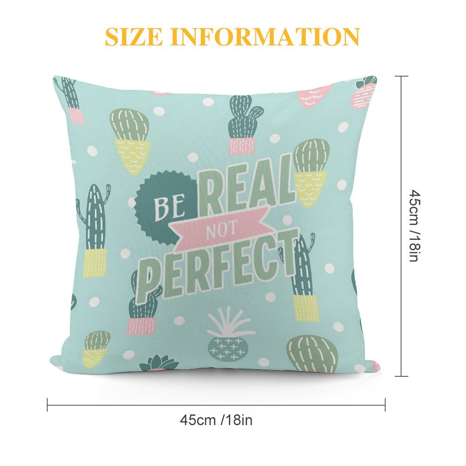 Square Throw Pillow Cover - Be Real Not Perfect