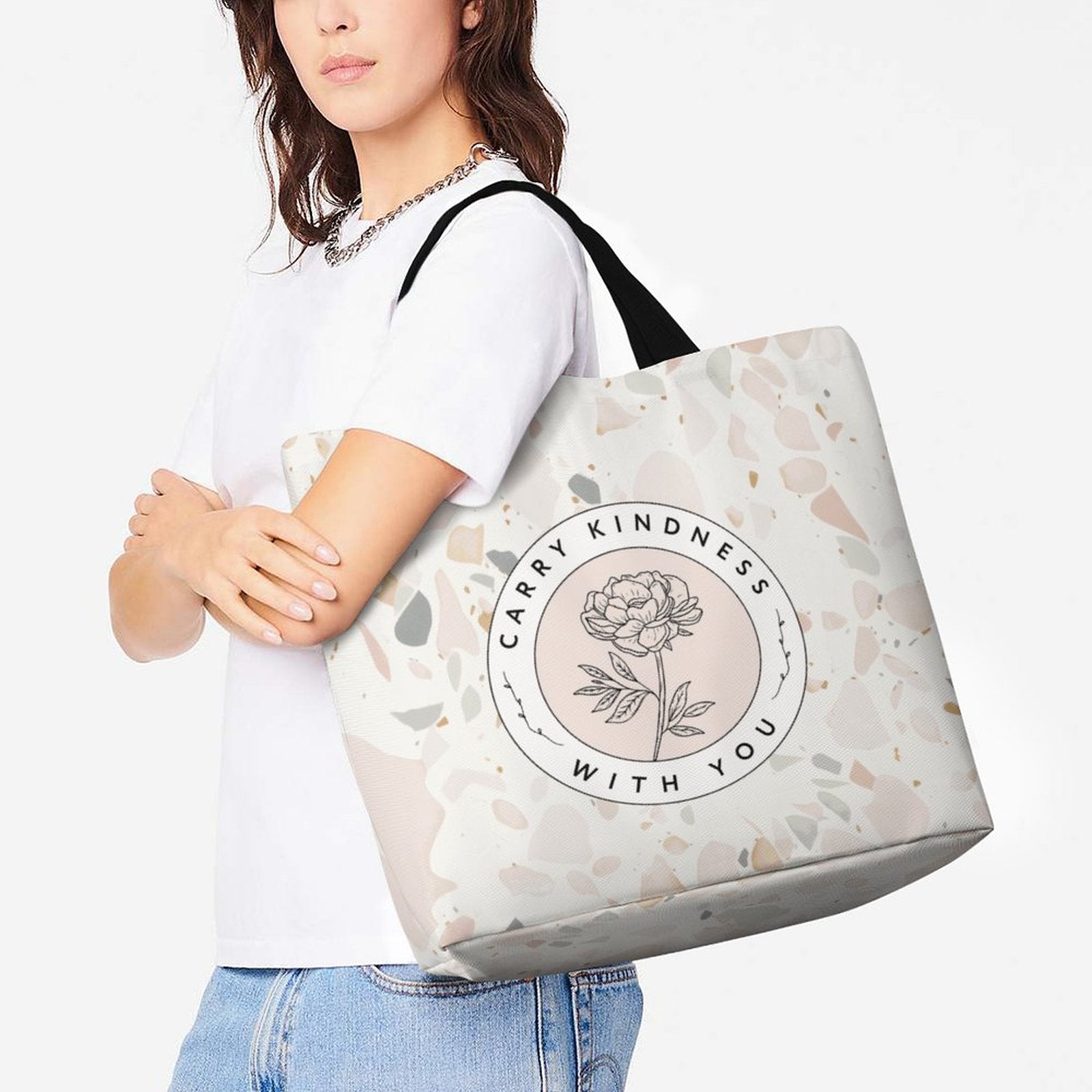 Large One-Shoulder Shopping Bag - Carry Kindness