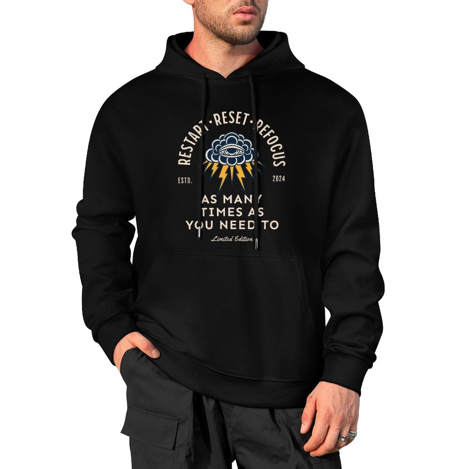 Men's Hoodie - Restart. Reset. Refocus.