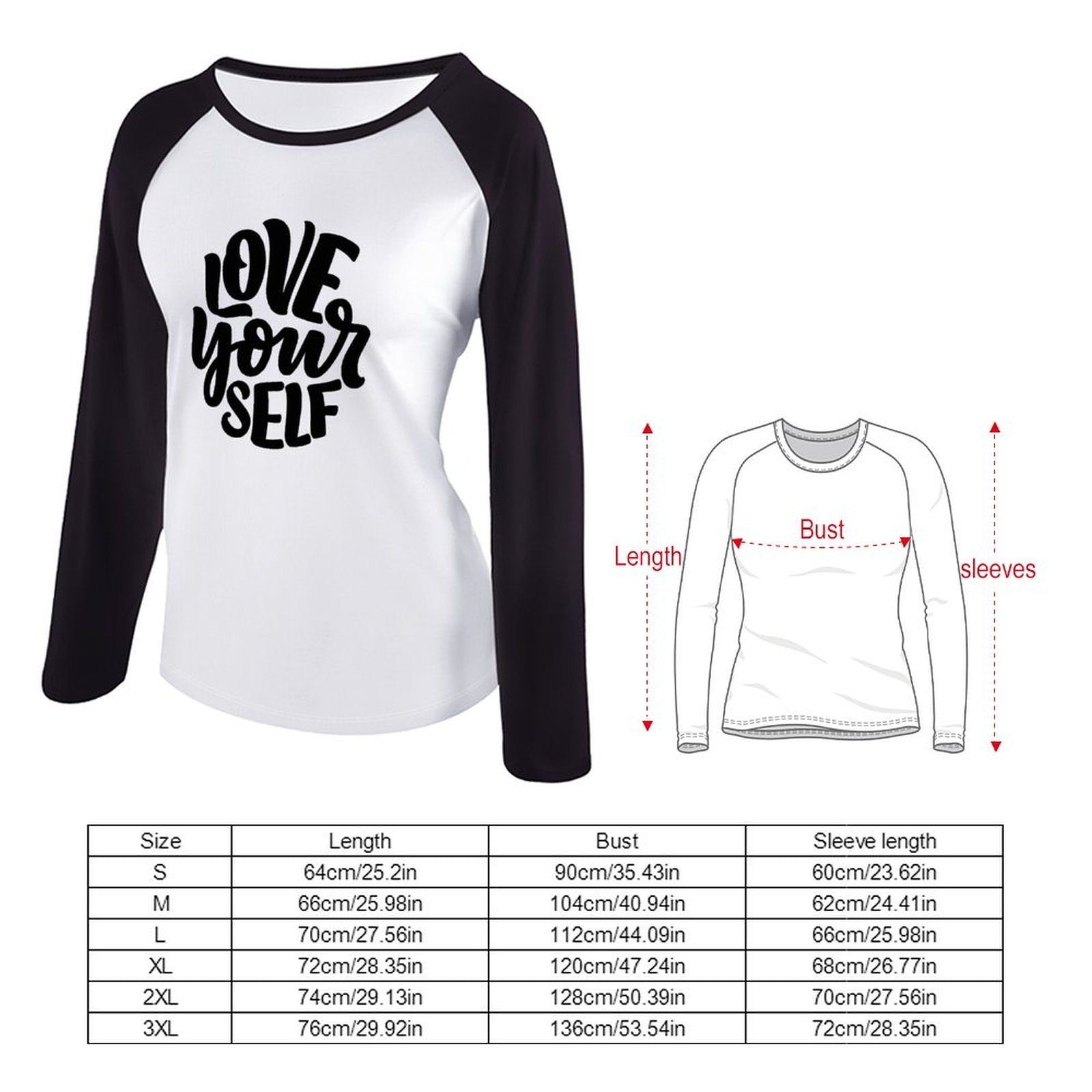 Women's Raglan Long Sleeve T-shirt - Love Yourself