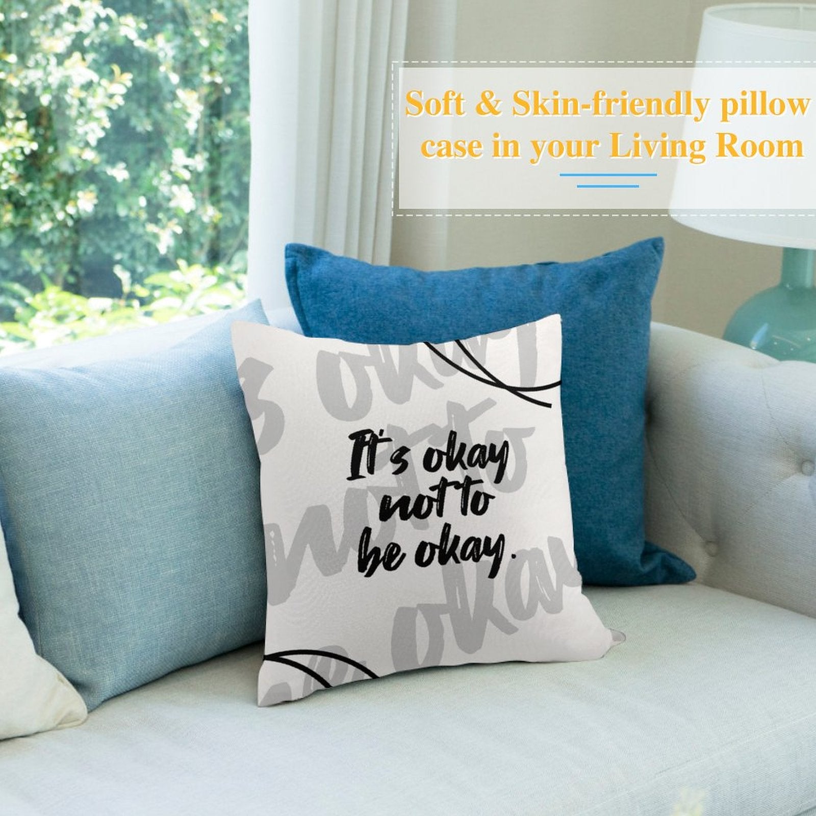 Square Throw Pillow Cover - It's Okay Not to Be Okay