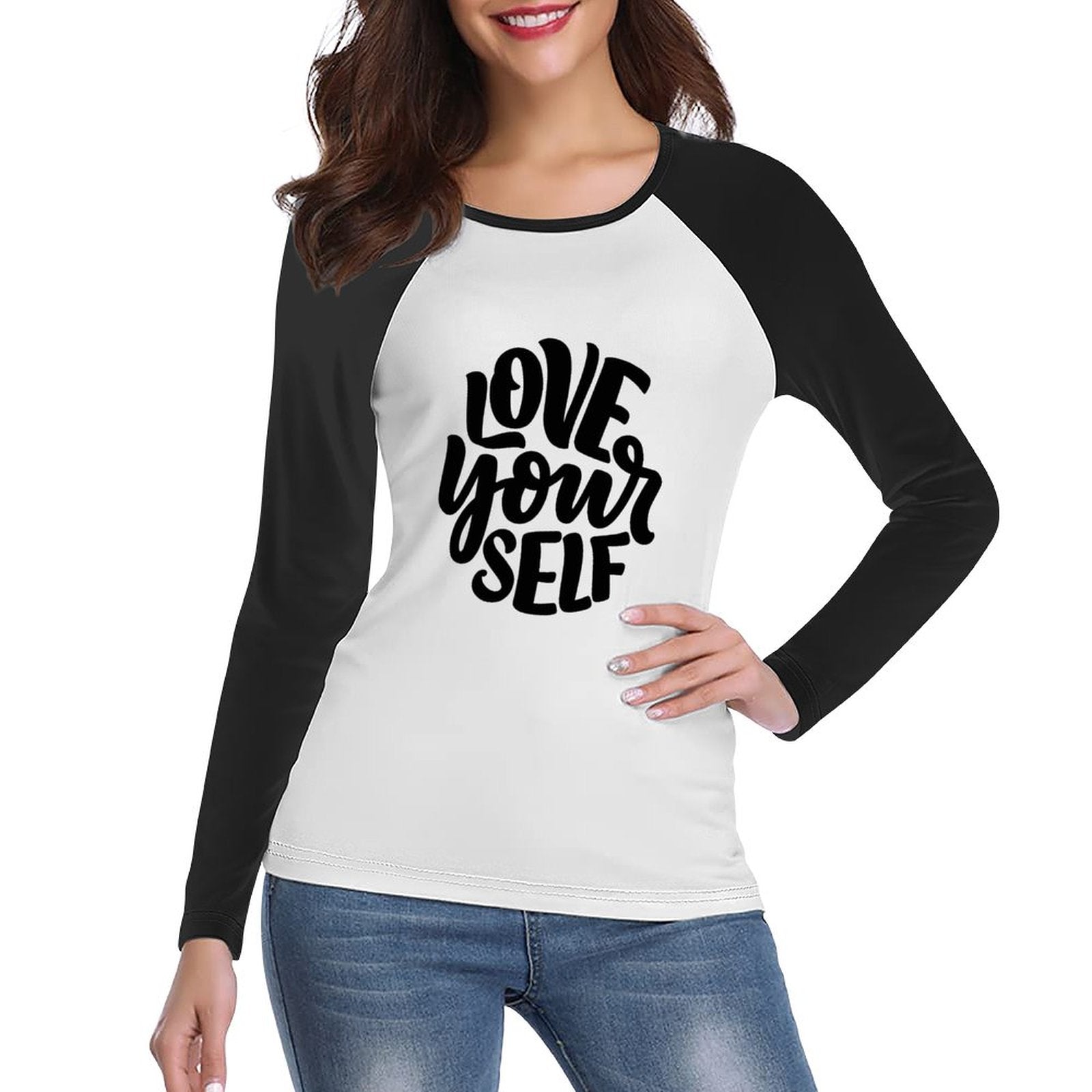 Women's Raglan Long Sleeve T-shirt - Love Yourself