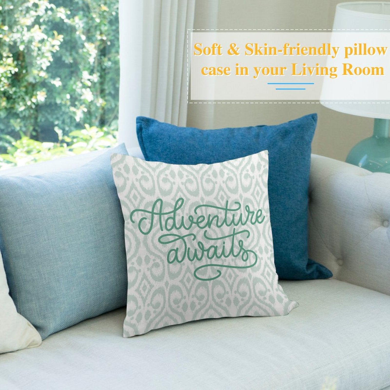 Square Throw Pillow Cover - Adventure Awaits