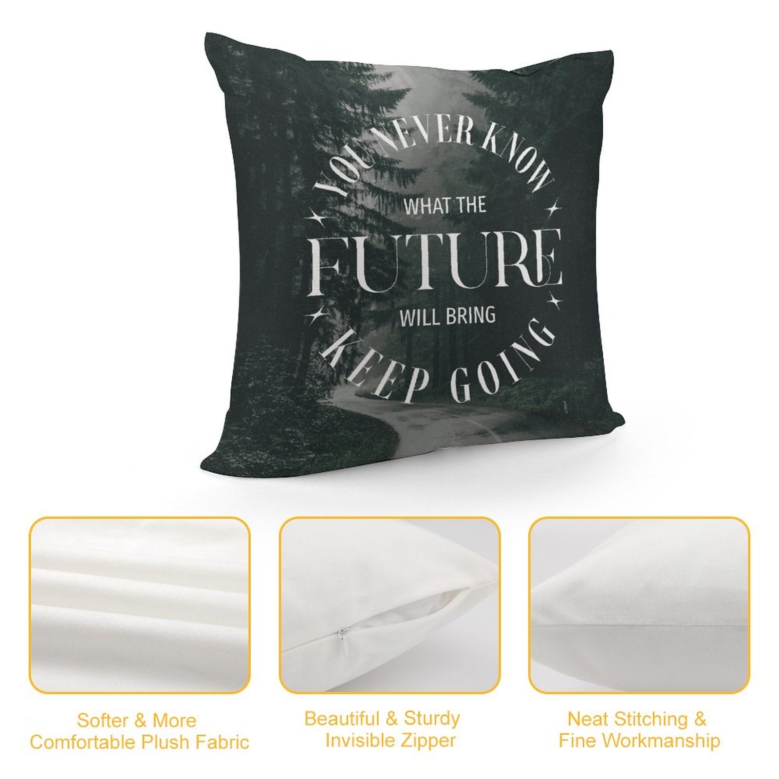 Square Throw Pillow Cover - Keep Going