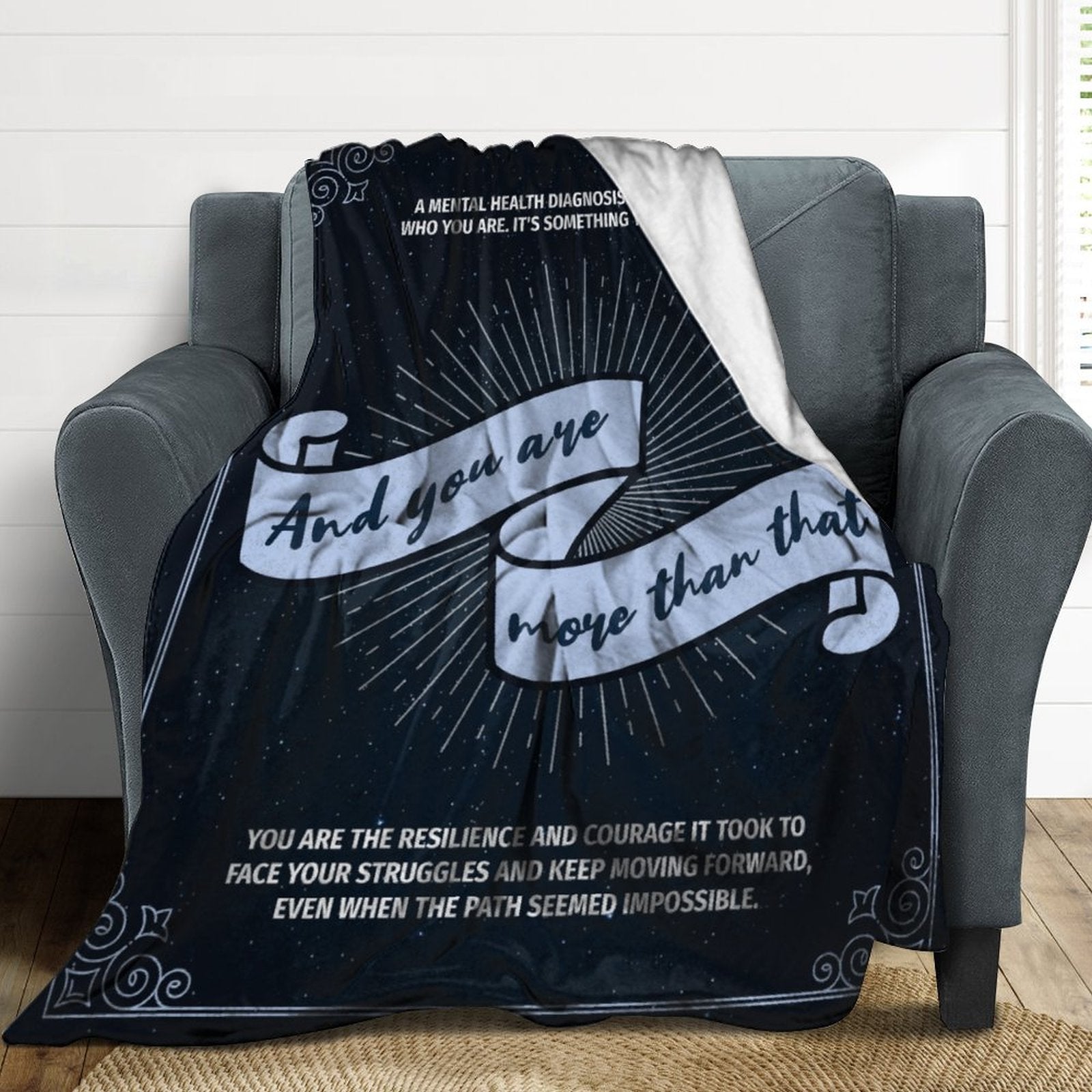 Flannel Blanket - You Are More than a Mental Health Diagnosis (Blue)