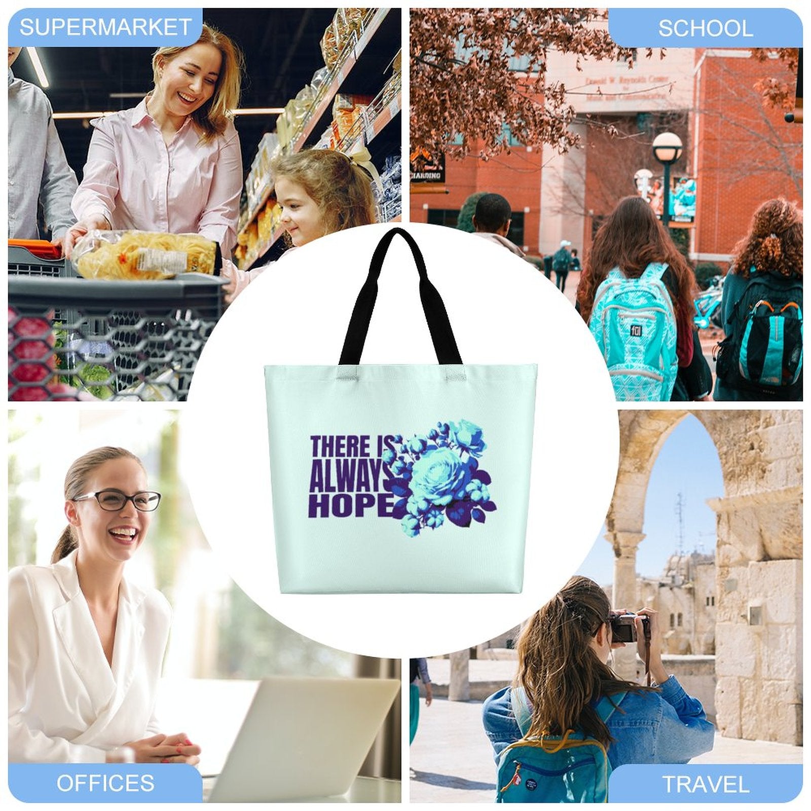 Large One Shoulder Shopping Bag - There is Always Hope