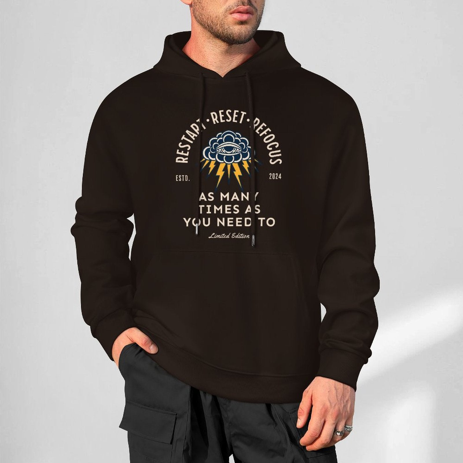 Men's Hoodie - Restart. Reset. Refocus.