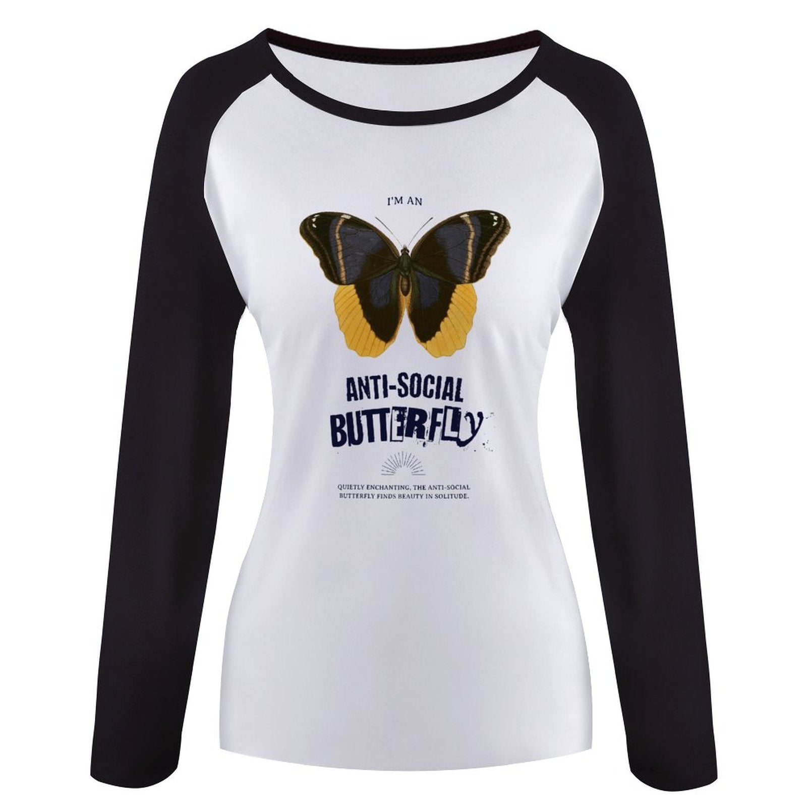 Camiseta de manga larga raglán para mujer - Mariposa antisocial