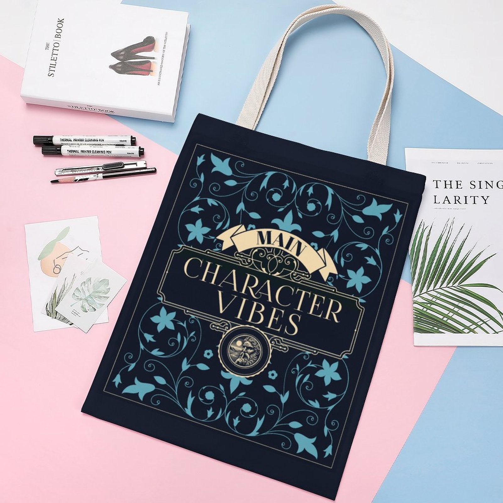 Canvas Tote Bag - Main Character Vibes (Blue)