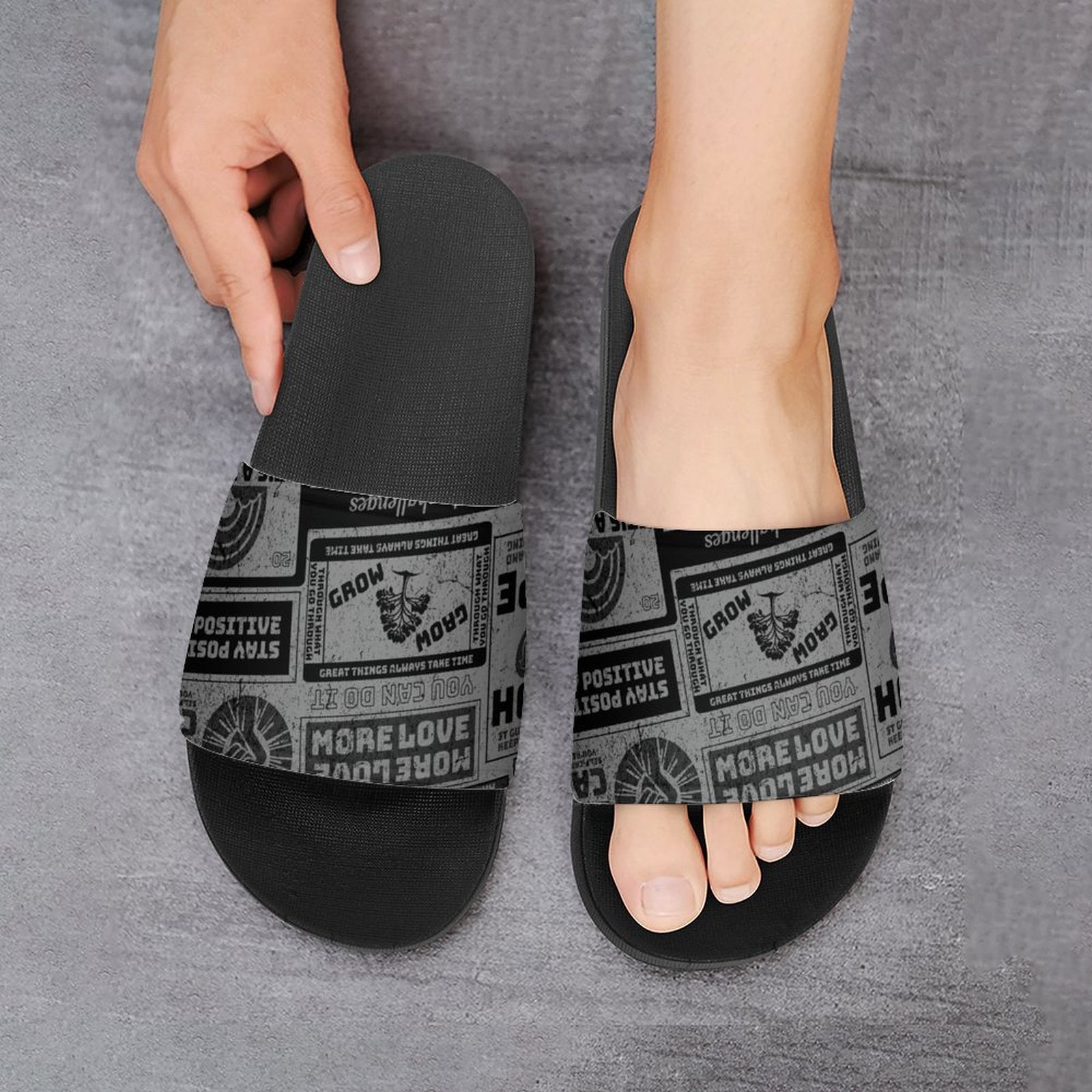 Unisex Slides - You Can Do It (Grey)