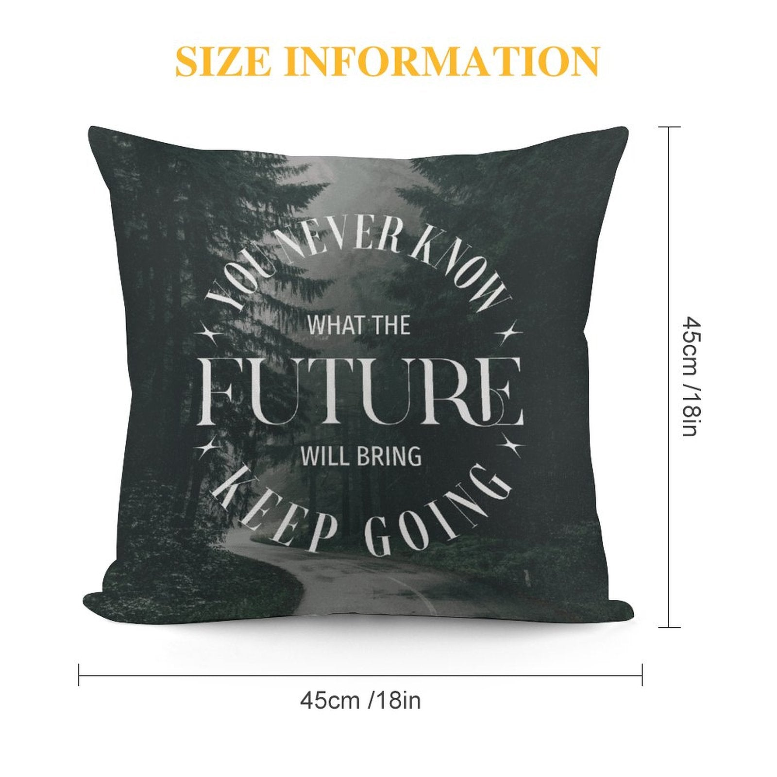 Square Throw Pillow Cover - Keep Going